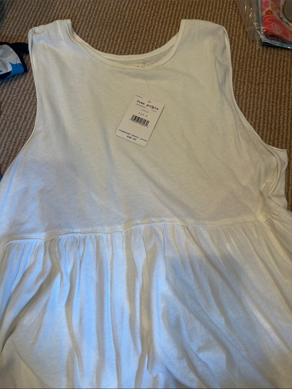 NWT Free People we the free anytime tank White Peplum size m - Picture 7 of 10